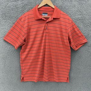 PGA Tour Airflux Polo Shirt Mens Large Orange Striped Stretch Performance Golf